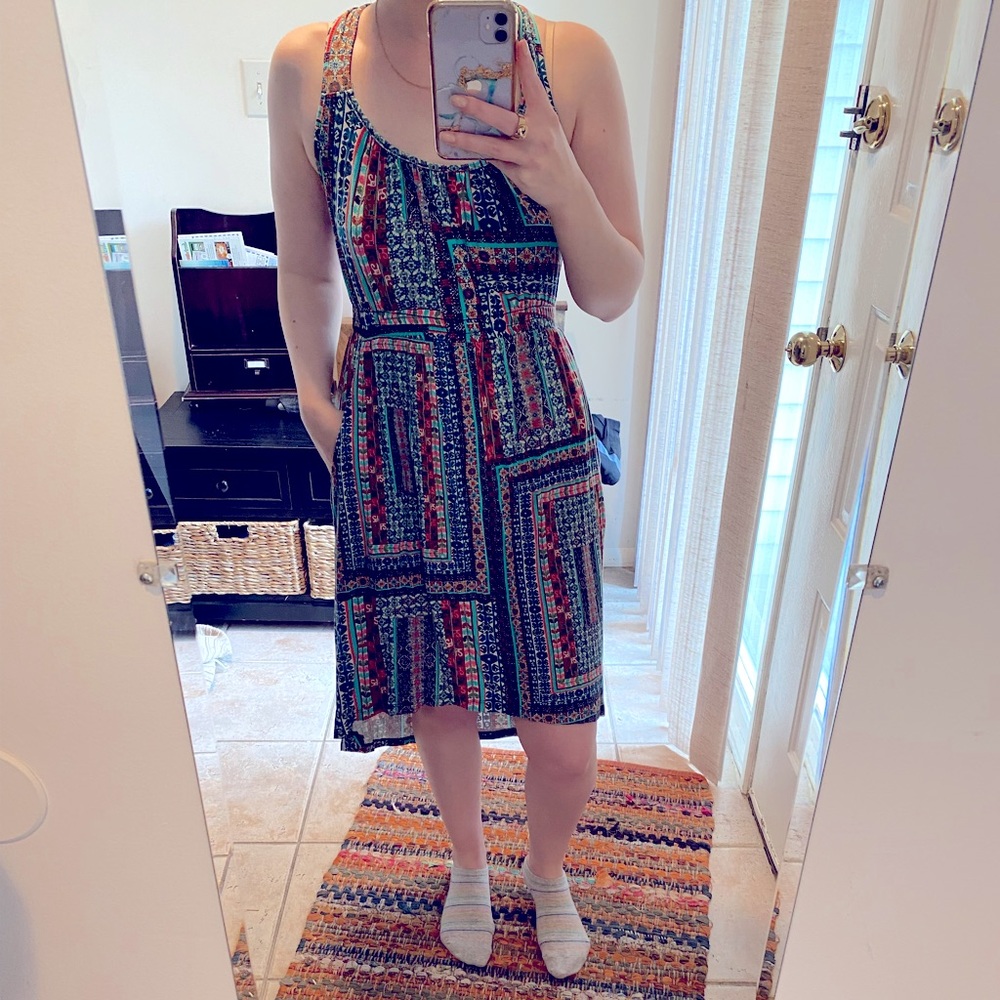 Anthropologie High Low Geometric Dress Size XS